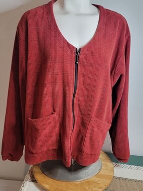 REI Brick Red Jacket with Subtle Check Texture